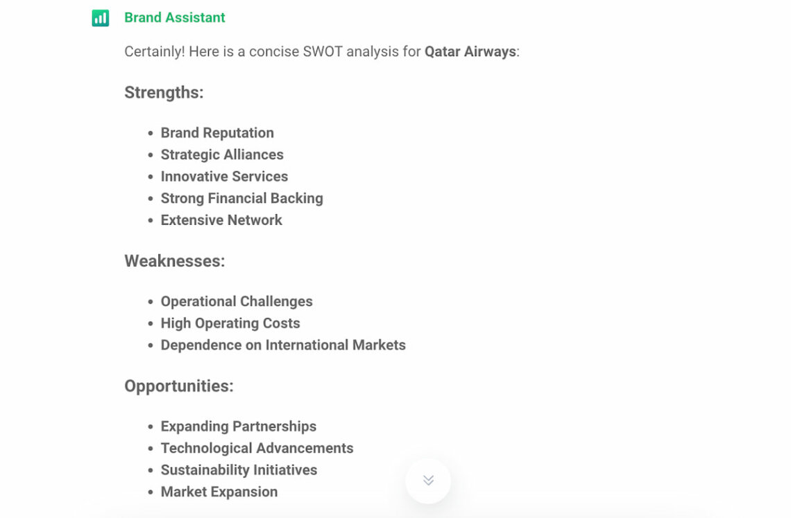 brand24 swot analysis made by ai brand assistant