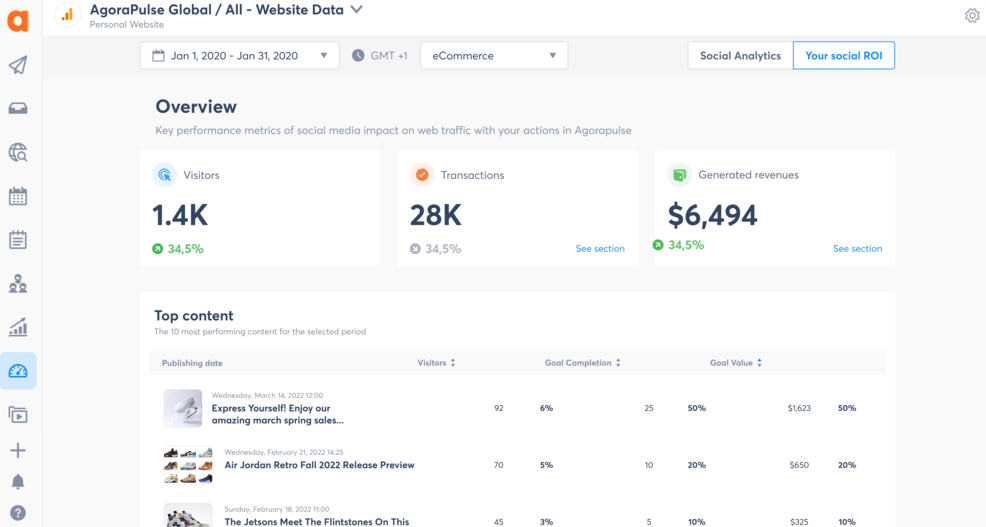 Agorapulse dashboard