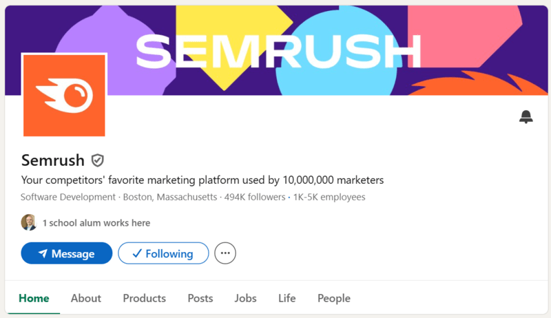 Semrush’s LinkedIn profile is a perfect example of how to craft an engaging and impactful LinkedIn intro.