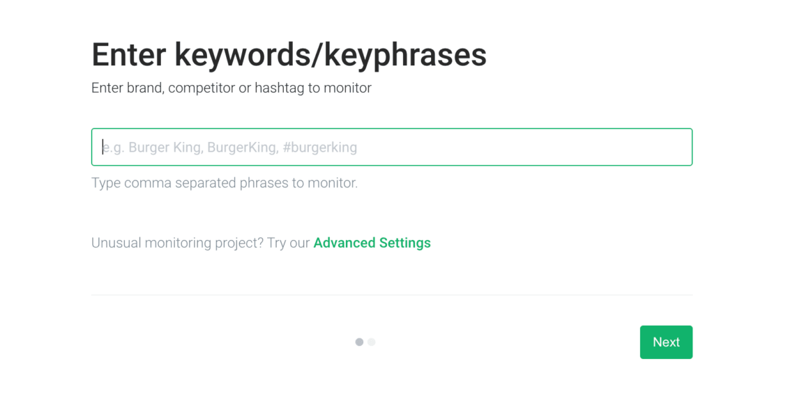 Keyword Alerts enter brand, competitor, or hashtag