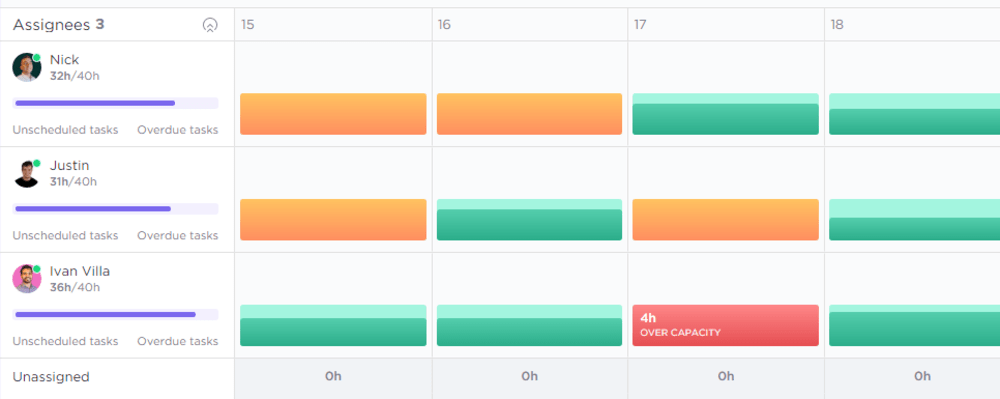 ClickUp dashboard.