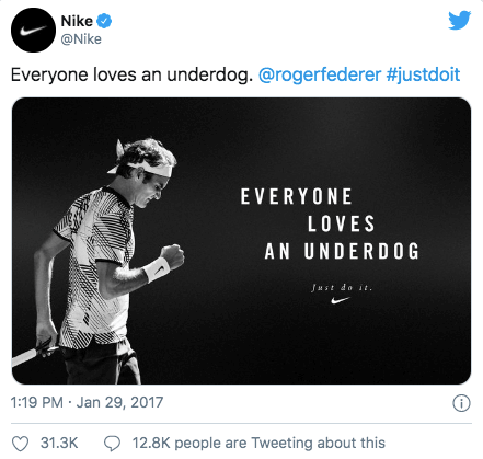 Uma captura de tela mostrando uma publicação do Twitter da Nike