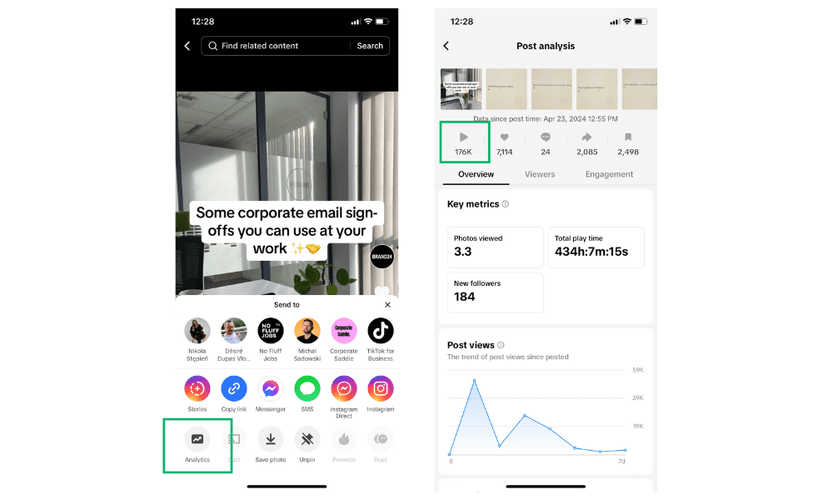 How to access impressions analytics in TikTok.