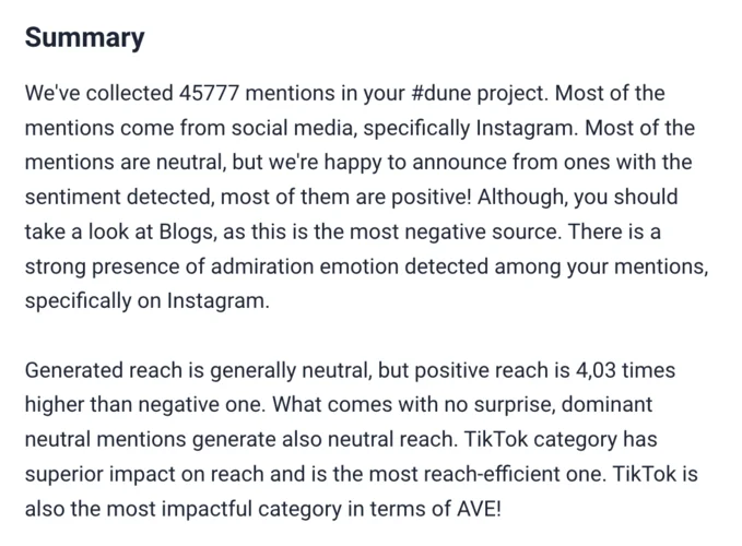 AI hashtag analysis summary for a hashtag by Brand24.