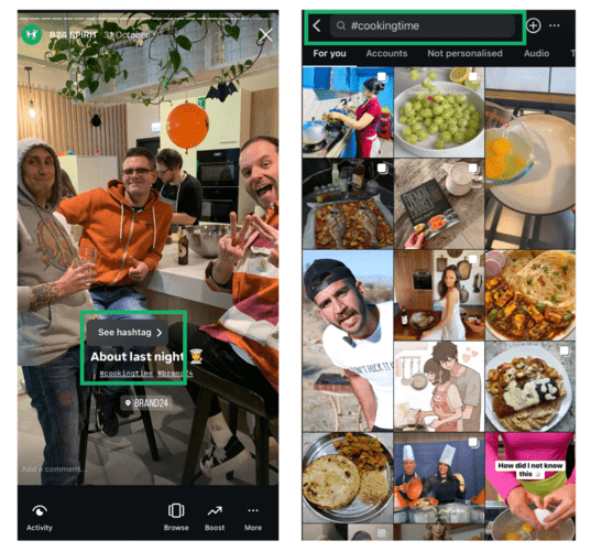 Instagram hashtags on Stories.